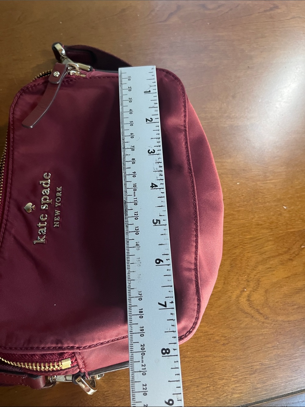 Kate Spade Watson Lane Nylon Crossbody Bag in Burgundy with Gold Hardware - Picture 11 of 13